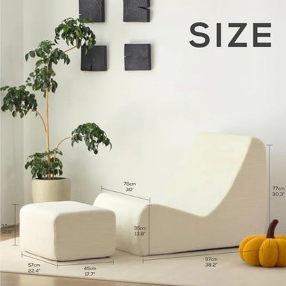 Bean Bag Chair Single Seated Foam Sofa Armless Floor Sofa with High Density Foam Removable and Machine Washable Cover White Lar