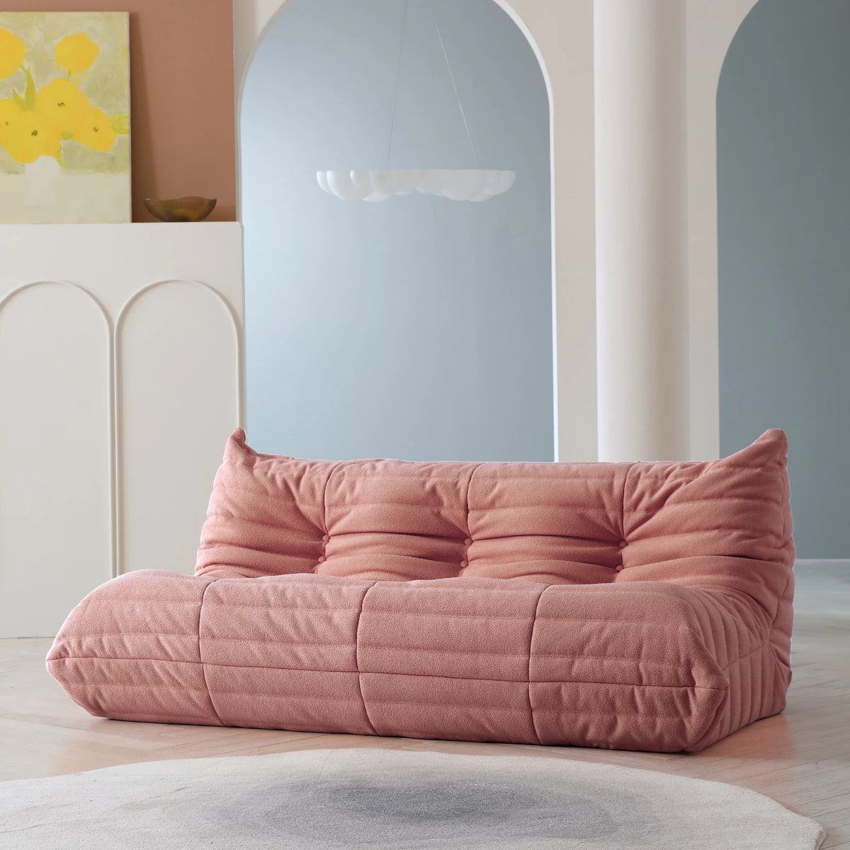 Teddy Fabric Bean Bag Sofas Comfy Lazy Floor Sofa Couch Soft Lounge Chairs Foam-Filled Accent Chair for Living Room Bedroom