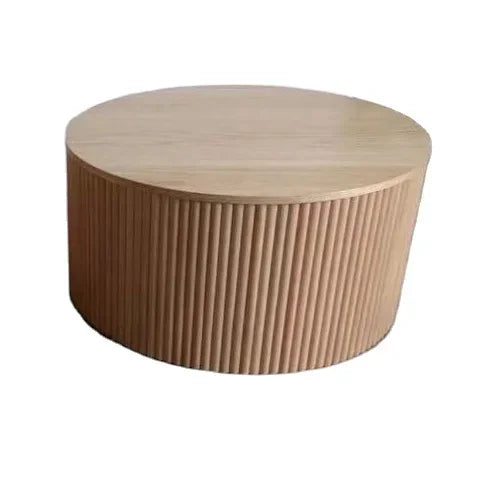 -Wood Fluted Reed Coffee Living Room Round Coffee Tables Of The Room