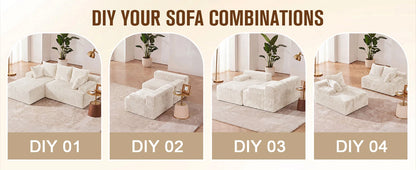 Redlife L-Shape Corduroy Sectional Sofa,Cloud-Like Couch,Boneless Couches, No Assembly Required,Deep Seat, for Living Room