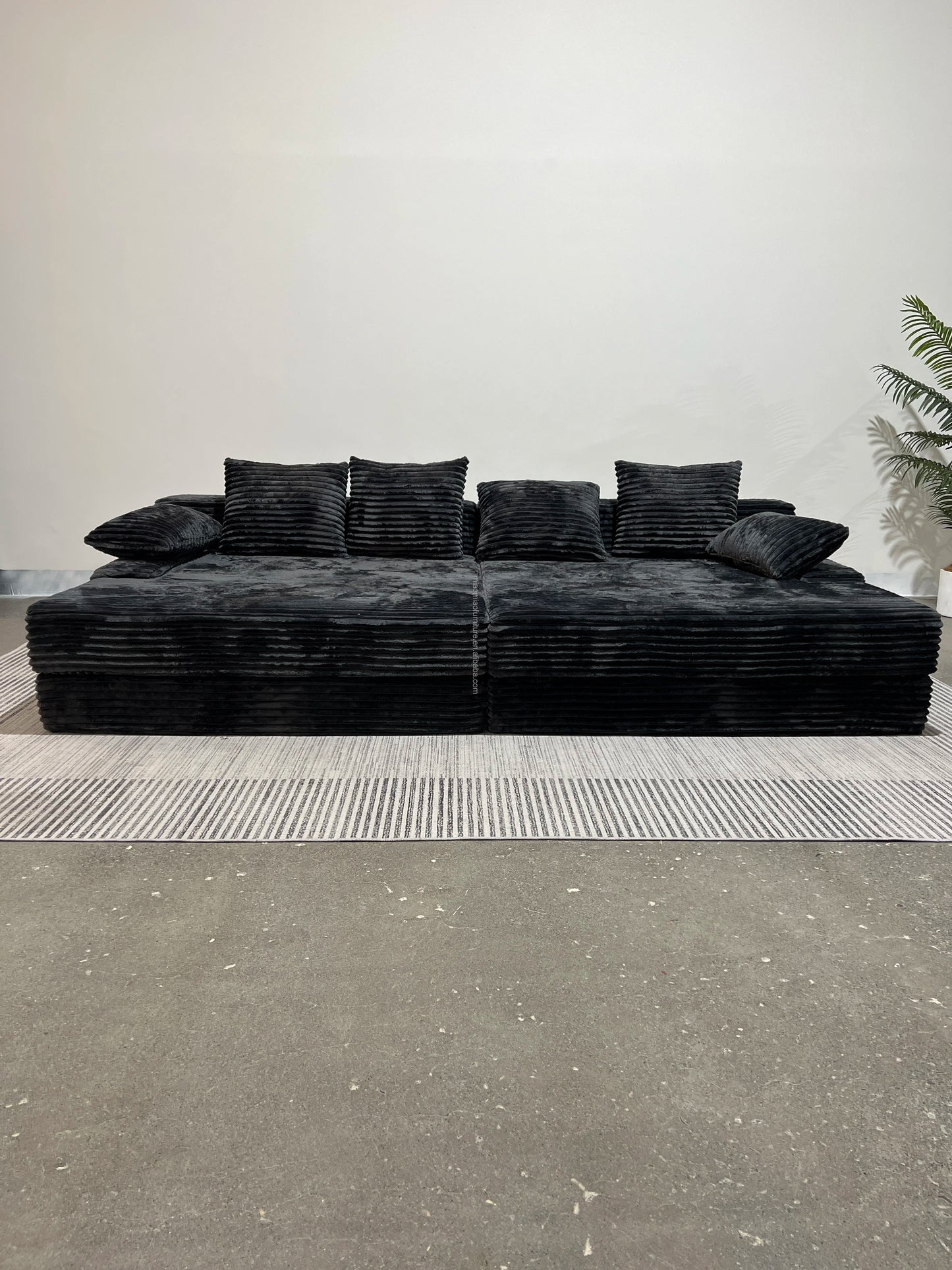 Thick striped corduroy plush modular combination sofa