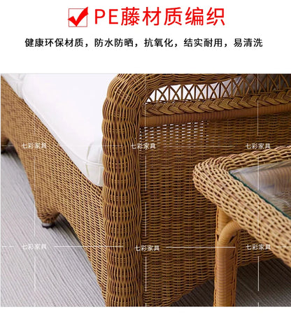 Zz outdoor sofa courtyard leisure hotel outdoor terrace garden balcony rattan chair sofa combination