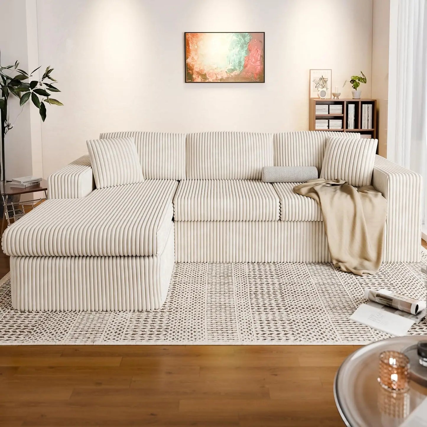 105" Boneless Couches for Living Room, Sectional Couches Modular Sofa with L-Shaped Chaise, Memory Foam Comfy Cloud Couch
