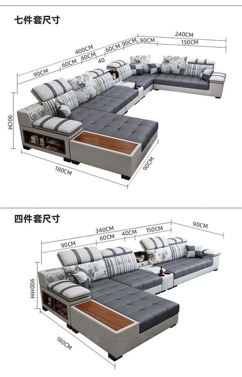 Nordic Luxury Technology Cloth Sofa for Living Room Furniture Modern Living Room Sofa Combination Large Apartment Sofa Set u