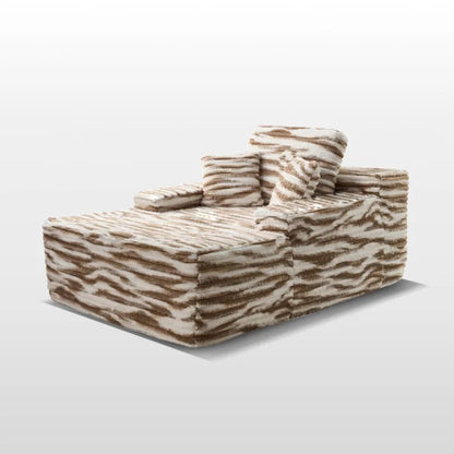 Boxed roll bag vacuum compression cinema sofa large stripe fabric living room villa bedroom soft sofa recliner
