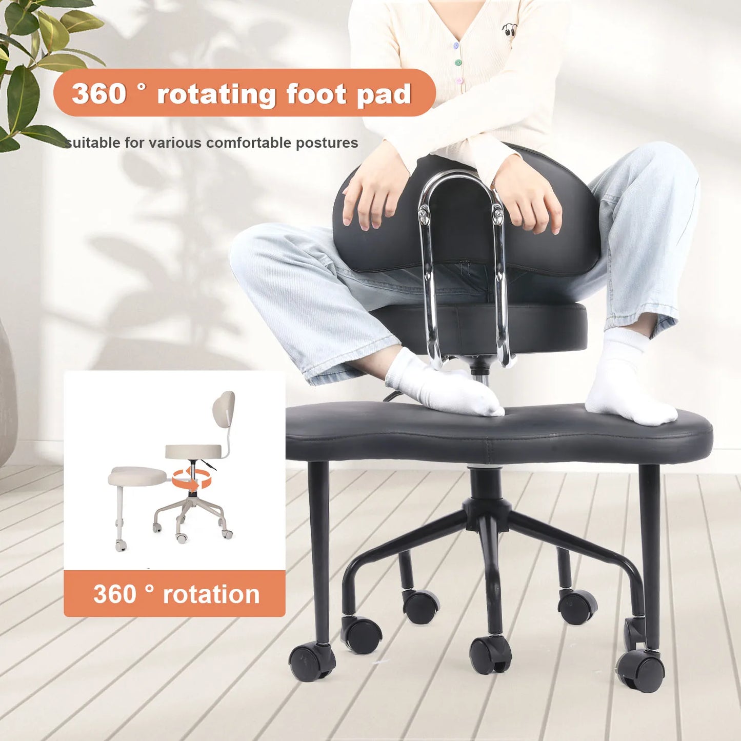 Cross Leg Chair - Meditation Chair with Wheels, ADHD Chair, Height Adjustable Seat, Adjustable Footstool