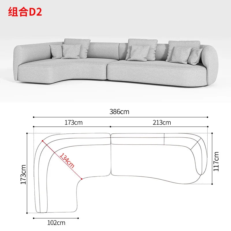 P32 Minimalist sofa large apartment living room special-shaped corner fabric, modular combination sofa