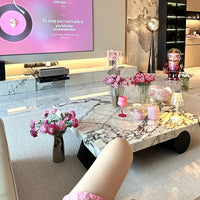 "Italian Minimalist Coffee Table - Calacatta Gold Vein Marble Square, Customizable Luxury for Small/Large Living Rooms"