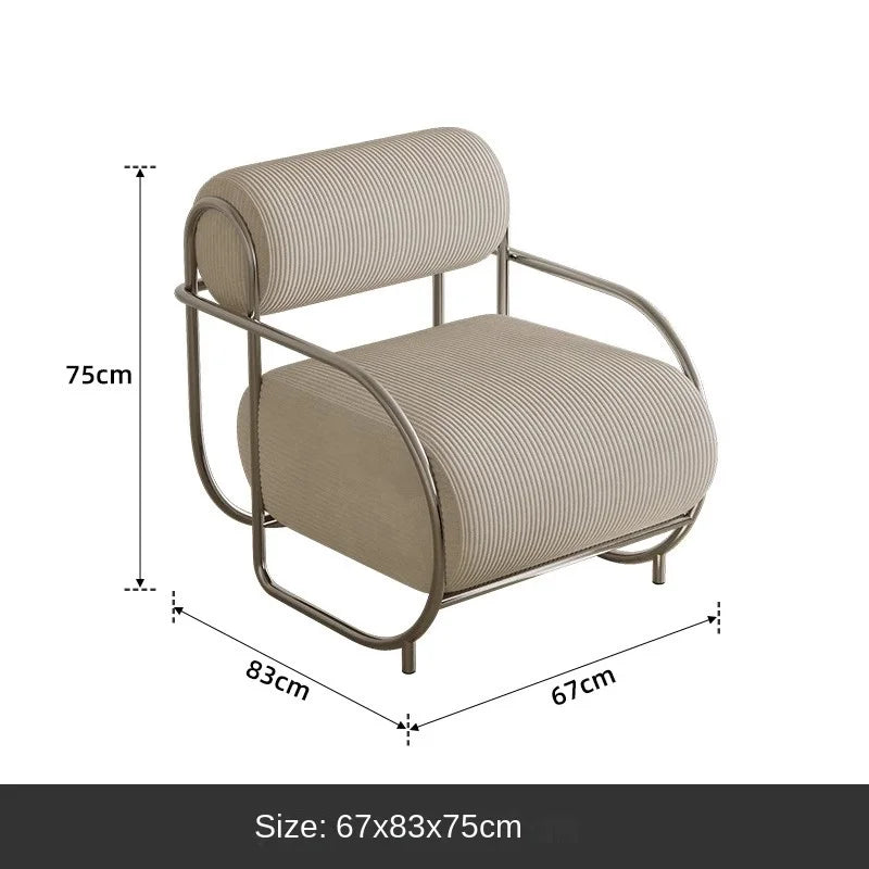 Antique Designer Single Sofa Chair Modern Simple Creative Leisure Chair Living Room Balcony Stainless Steel Leisure Chair