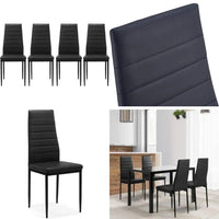 White Modern PU Dining Chairs Set of 4 - Waterproof Fabric, Silver Chrome Legs, Compact Design for Kitchen and Dining Area