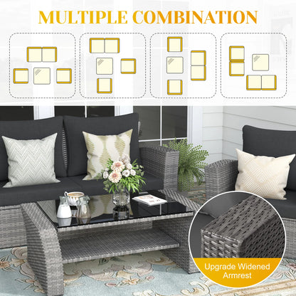 Extra Wide Armrest Outdoor Sofa Chair Modular Patio Sectional with Cushion Set Waterproof Garden Lounge Furniture for Terrace