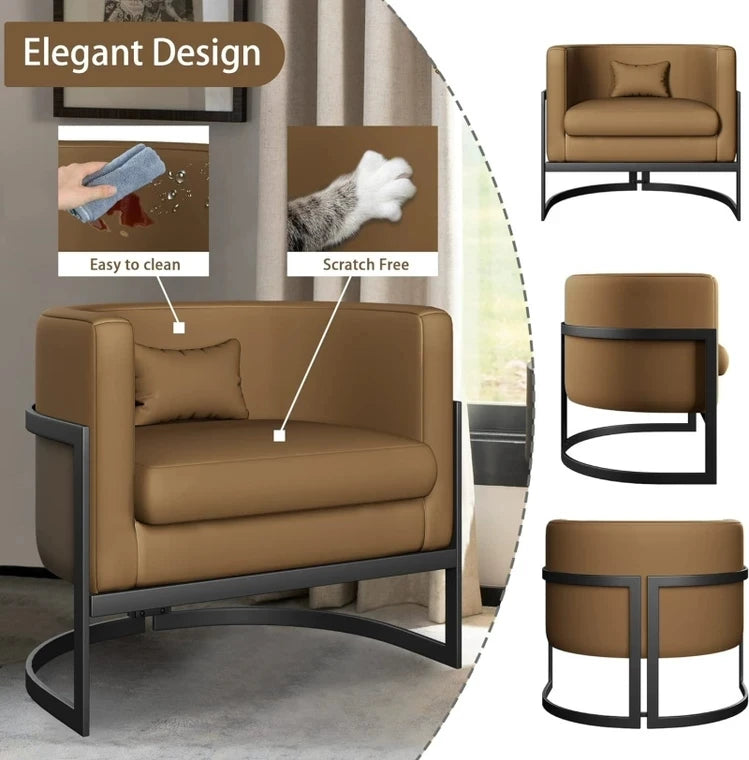 Luxury Living Room Chair Barrel Wide Arm Chair Club Single Leisure Accent Chair