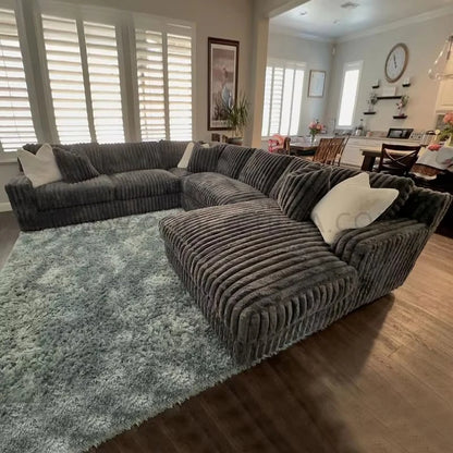 Thick Striped Corduroy Fabric Modern Combination Sofa Fit Family Living Room Apartment Hotel