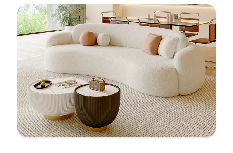 Curved Living Room Sofas Designer Beauty Salon Sofa Clothing Store Rest Area Reception Sofa Cream Style Living Room Furniture GL