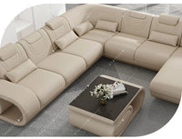 Living Room Luxury Corner Couches Furniture Set U Shape Cover Sectional Leather Sofa