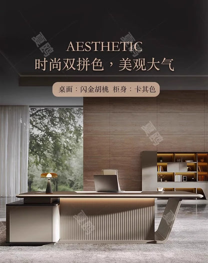 High Quality Light LuxuryOffice Desk Boss L Shaped Work Manager Computer Desks Executive Shelf Escritorio Oficina Furniture