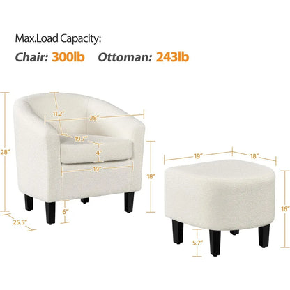 Topeakmart Sherpa Accent Chair and Ottoman Set, Modern Club Chair with Footrest for Cozy Reclining in Living Room or Bedroom