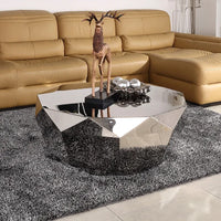 Modern Living Room Furniture Luxury Gold/silver Stainless Steel Coffee Table Mirrored Creative Diamond Shape Coffee Table Design