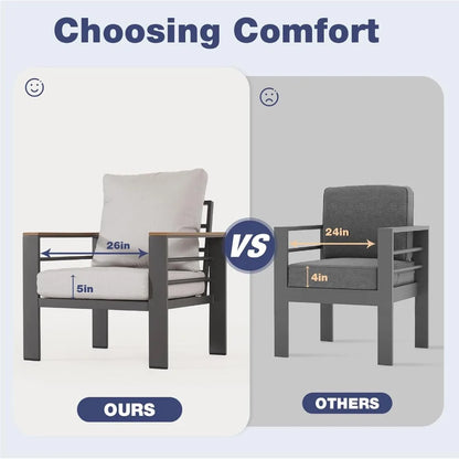 Aluminum Patio Furniture Set 7 Seats, Oversized Outdoor Sectional with Washable Thick Cushions, Coffee Table and Waterproof Cov