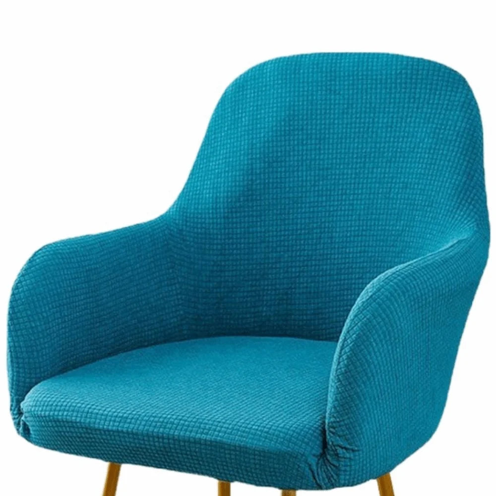 Simple Elastic Curved Chair Cover Plaid All-wrap Solid Color Seat Protection Dust Proof Flannel Wear for Chairs Family Dinner