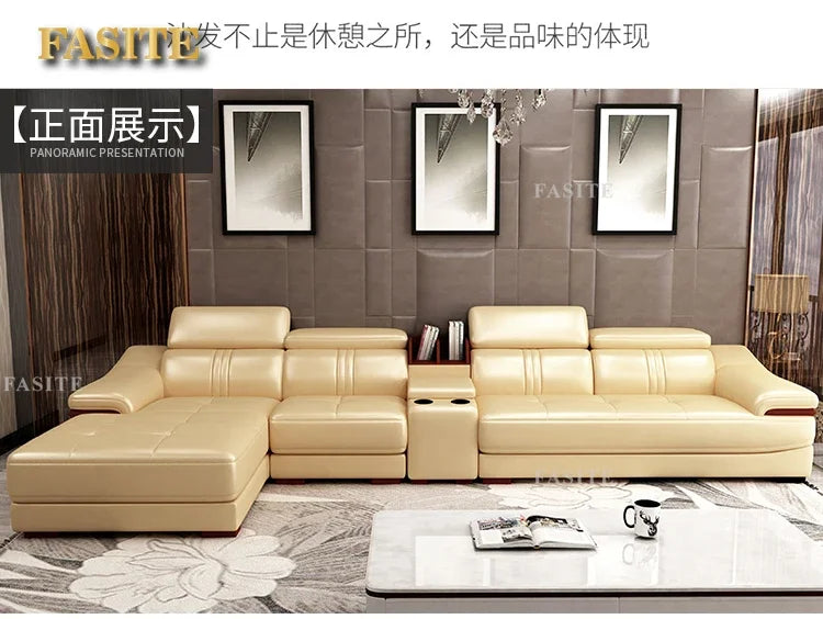 Genuine leather sofa head layer cowhide small unit,simple and modern functional, fashionable leather sofa combination decoration