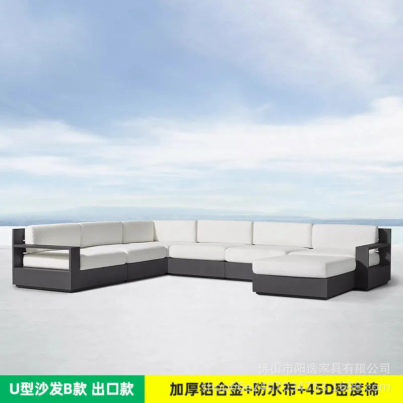 Outdoor high-end sofa villa garden courtyard hotel swimming pool leisure outdoor waterproof and sunscreen aluminum  combination