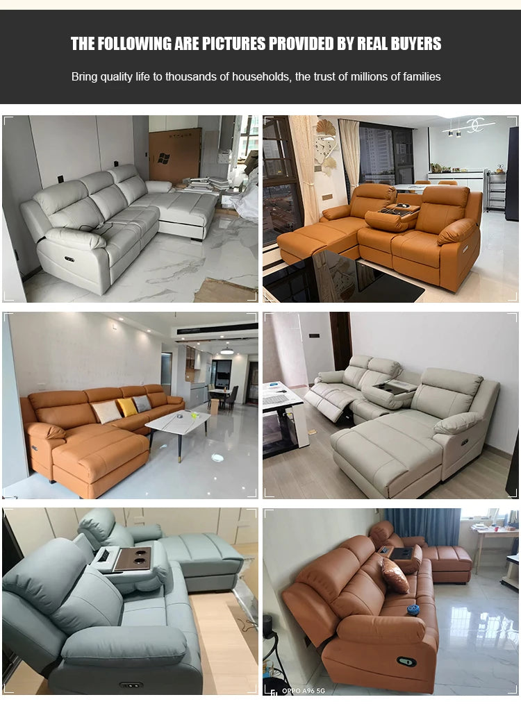 Hot Sale Modern Italian Single Electric Sofa Genuine Leather Multi-Functional Recliner with Metal Corner Combination