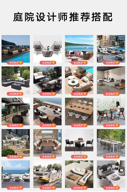 Modern Imitation Rattan Round Sofa Set Outdoor Garden Patio Rattan Woven Sofa Leisure Balcony Rattan Chair Furniture