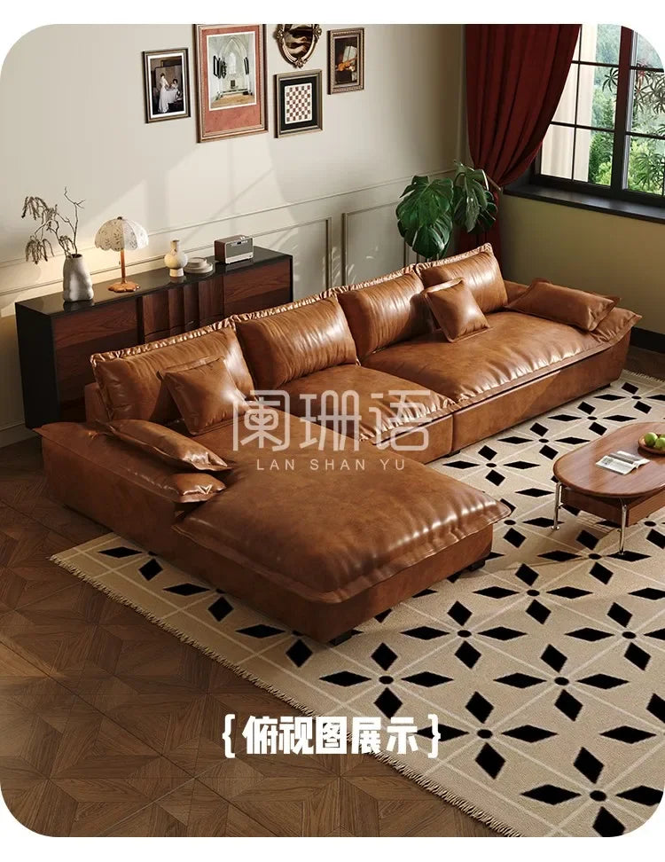 Lazy Leather Living Room Sofas Love Seat Nordic Minimalist Sectional Sofas Modern Relaxing Filling Sillon Cama Home Furniture