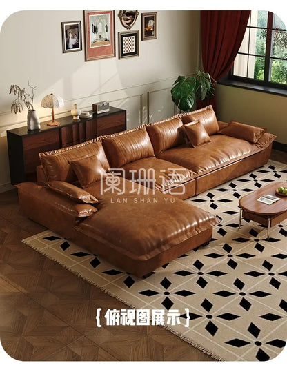 Lazy Leather Living Room Sofas Love Seat Nordic Minimalist Sectional Sofas Modern Relaxing Filling Sillon Cama Home Furniture