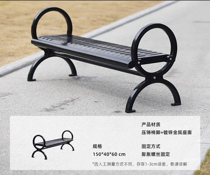 CL  outdoor all-steel park chair courtyard double bench square leisure cast iron cast aluminum seat