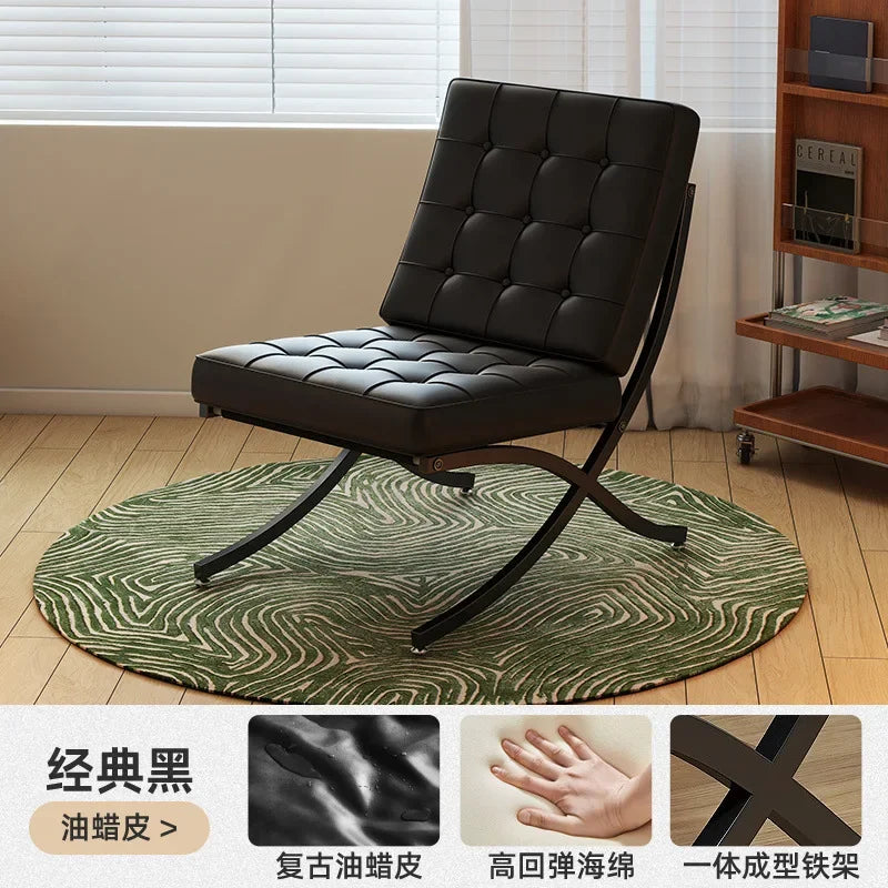 Single sofa, designer, Italian style, living room, leather, light luxury, leisure chair