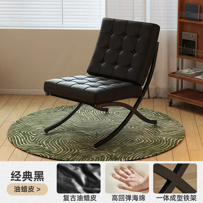 Single sofa, designer, Italian style, living room, leather, light luxury, leisure chair