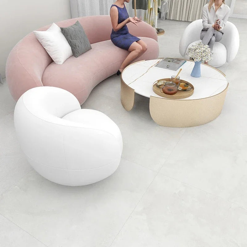 -Modern Light Design Luxury Nordic Velvet Curved Comfortable Living Room Armrest Sofa
