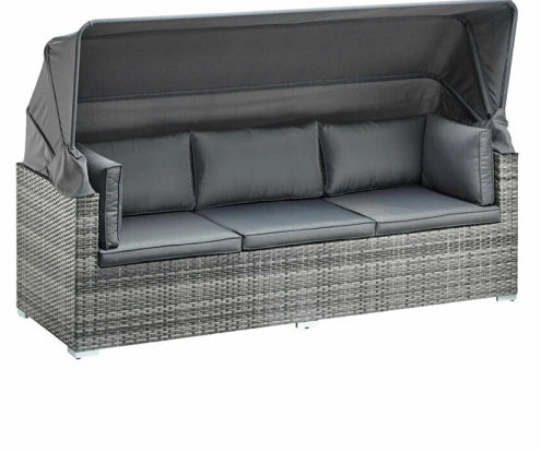 Lying bed, covered courtyard, high-end villa, outdoor rattan woven sofa bed, terrace, outdoor rattan chair
