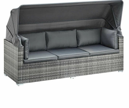 Lying bed, covered courtyard, high-end villa, outdoor rattan woven sofa bed, terrace, outdoor rattan chair