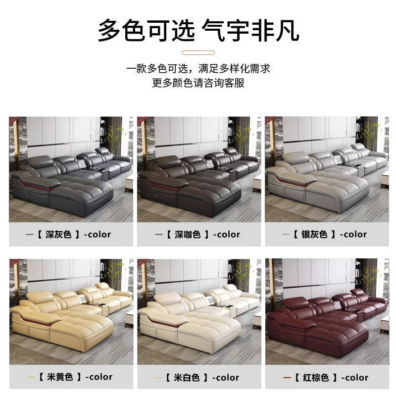Modern simple leather sofa first layer cowhide living room size corner latex leather sofa