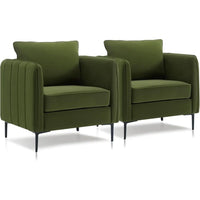 Velvet Accent Chairs Set of 2, Modern Upholstered Sofa Chair, Comfy Armchair with Thick Cushion & Metal Legs, Customized