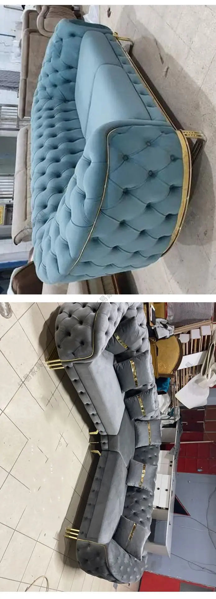 American fabric sofa, Italian minimalist designer, living room straight , velvet, European buckle home sofa