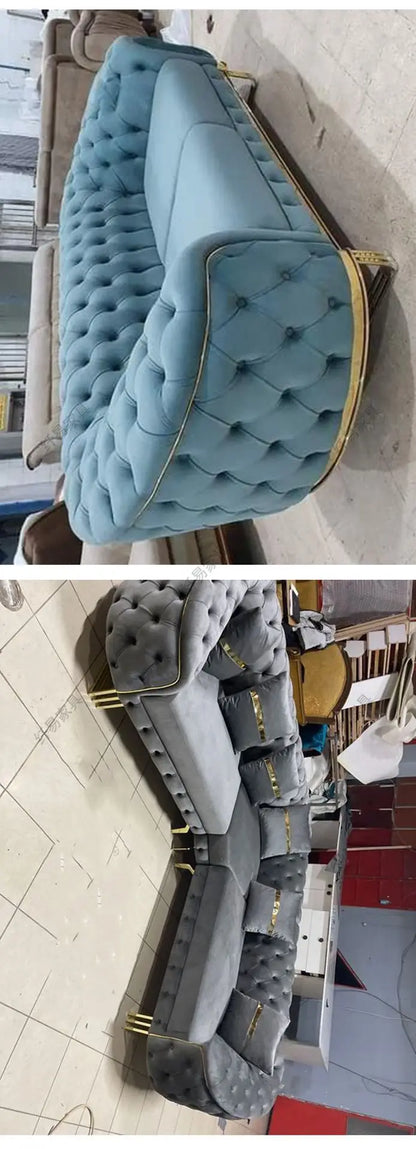 American fabric sofa, Italian minimalist designer, living room straight , velvet, European buckle home sofa