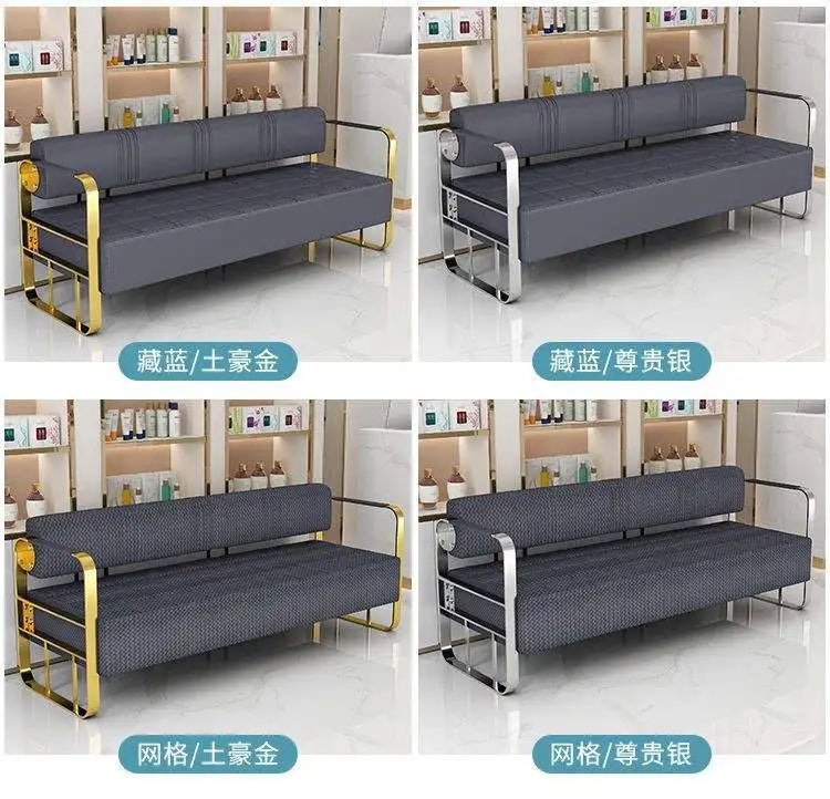Factory Wholesale Price Gold Salon Waiting Chair Long Chair Multi-chair Waiting Sofa Hall Waiting Sofa
