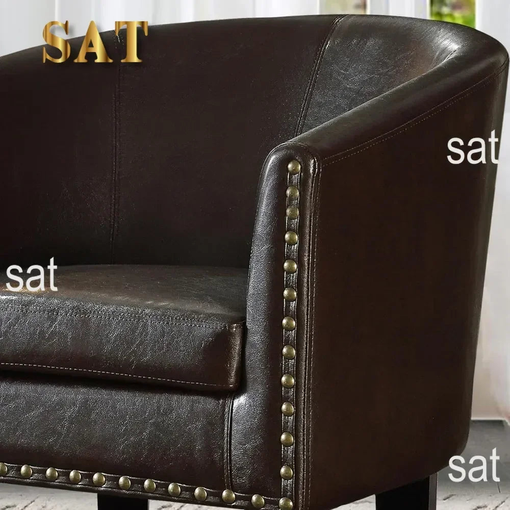 -Living Room Chairs Relaxing Chair Chaise Longisers Dark Brown Faux Leather Upholstery Chairs Club Style Armchairs Furniture Hom