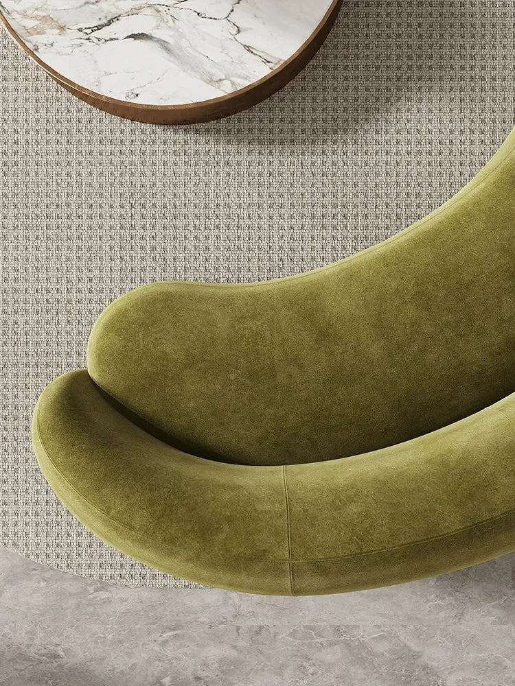 Minimalist creative living room sitting area reception lamb wool curved cashew fabric sofa