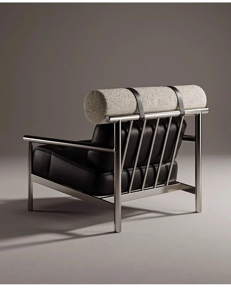 Single chair, living room, simple sofa chair, vintage creative stainless steel lounge chair, reception room