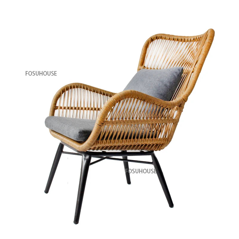 Rattan Chair Three Piece Set Balcony Table Modern Outdoor Furniture Combination Armrest Single Rattan Sofa Outdoor Chairs