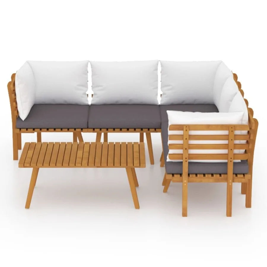 6 Piece Patio Lounge Set with Cushions Solid Acacia Wood
