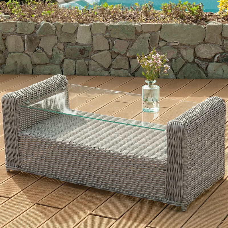 Outdoor rattan sofa combination, courtyard waterproof and sun protection villa, outdoor balcony, leisure furniture combination