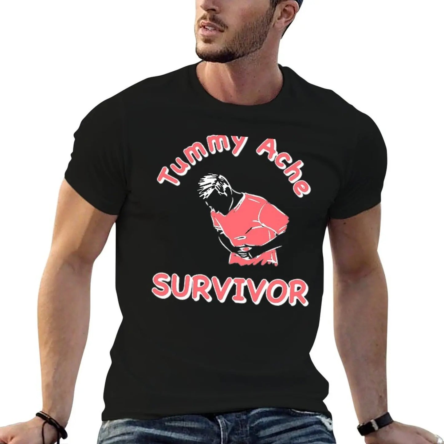 man cotton for shirt shirts Funny shirts Tummy t cotton T-Shirt graphic man for t t Ache Survivor man soft