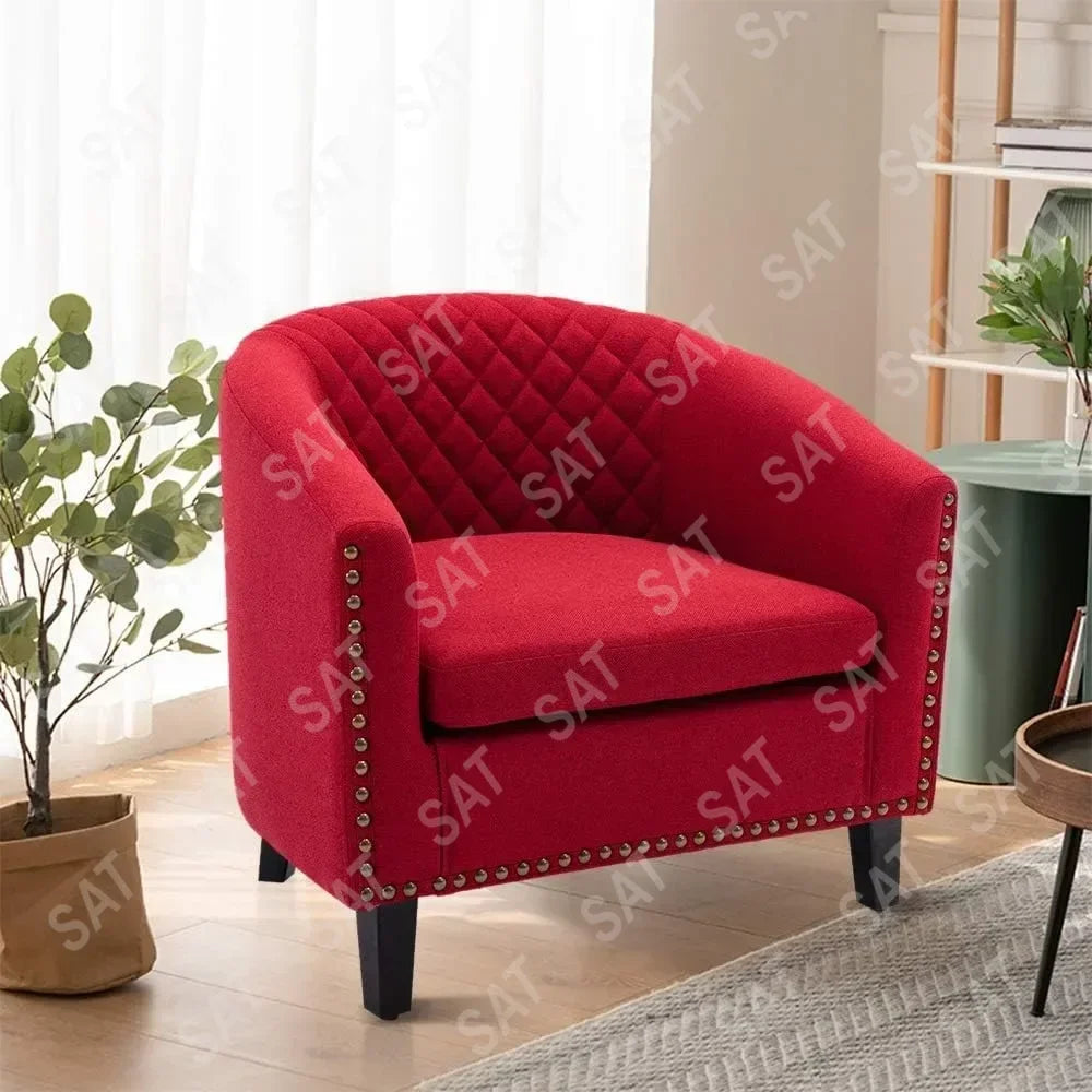 SAT2 for  Room Chair with Solid Wood Legs and Nailhead, Classic Upholstered Accent Armchair, Soft Linen Fabric Living Room Chair