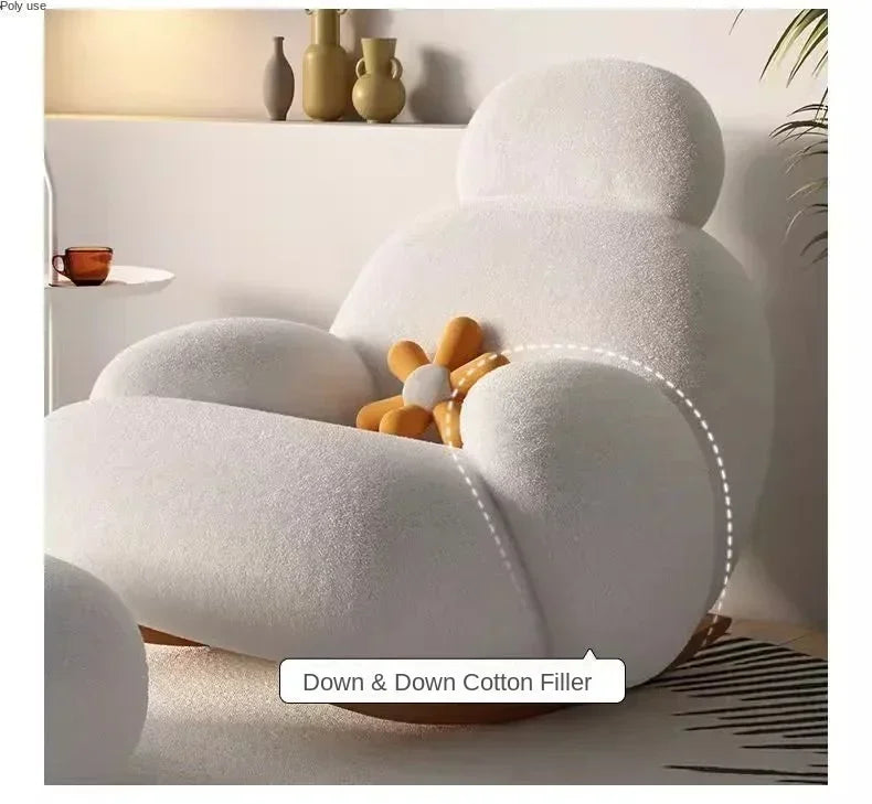 Big white Internet celebrity rocking chair lazy sofa single rocking chair cream living room lazy chair simple balcony bedroom